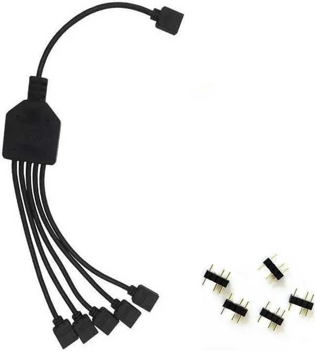 Alt view image 3 of 3 - 2 Pack 1-to-5 3 Pins Addressable RGB Splitter Y Cable,LED Strip RGB Case Fans 5 Way RGB Hub Compatible with ASUS Aura Sync / Gigabyte RGB Fusion / MSI Mystic Light and w/ 5V 3pin RGB Header- 1 Foot