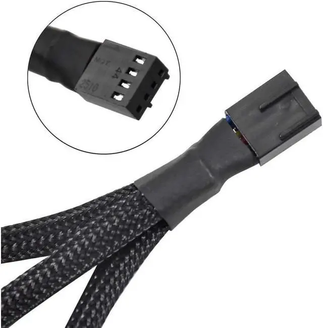Alt view image 2 of 4 - 3 Pack PWM Fan Splitter, Black Sleeved Braided Y Computer Fan Splitter,4 pin Fan Adapter Cable, CPU Fan Splitter 1 to 3 Converter,Fan Extension Power Cable.(1 to 3)