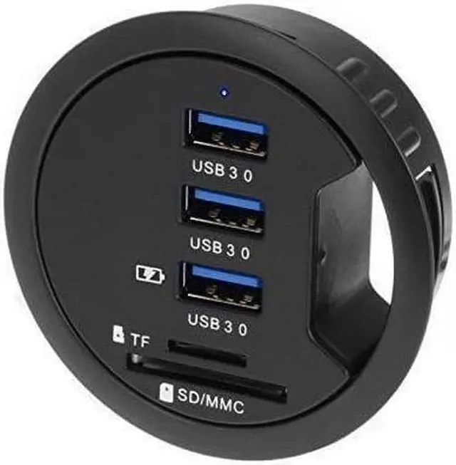 Alt view image 6 of 6 - 2.5" Grommet Hole - In Desk - USB 3.1 Gen I 3 Port Hub/ BC 1.2 USB Charger with SD Card Reader