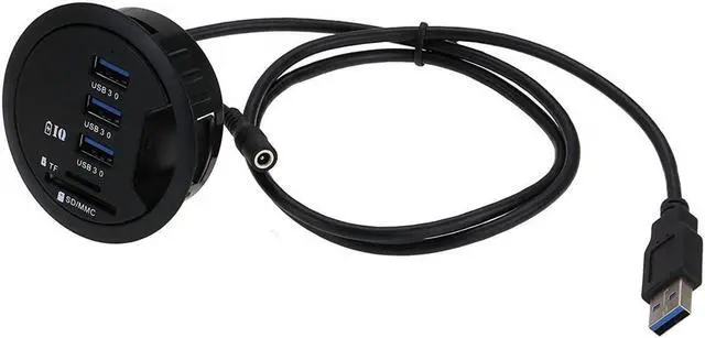 Alt view image 2 of 6 - 2.5" Grommet Hole - In Desk - USB 3.1 Gen I 3 Port Hub/ BC 1.2 USB Charger with SD Card Reader