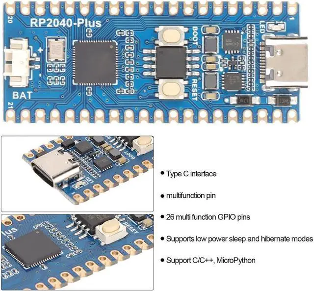 Alt view image 3 of 7 - Development Board for Raspberry Pi Pico, Dua Core Processor, 1.8A Current Switch, 26 Multi Function Pins, USB Type C Interface, 4MB,Computer Development Board