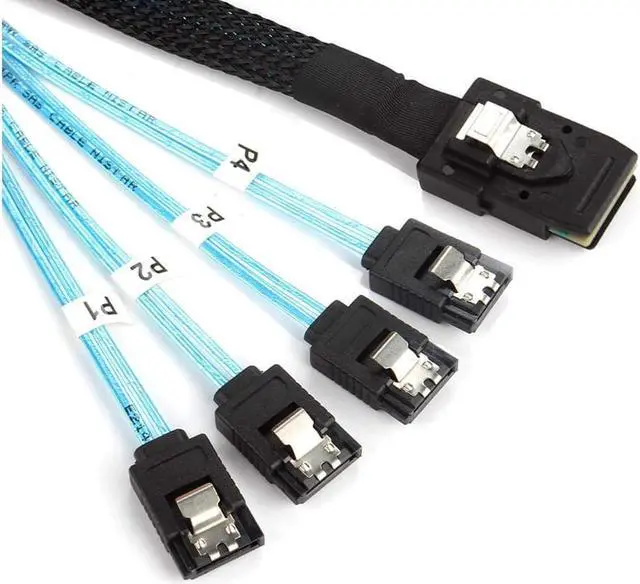 Alt view image 4 of 4 - Internal Mini SAS to SATA Cable (SFF-8087 to SATA Forward Breakout) 1.6 Feet