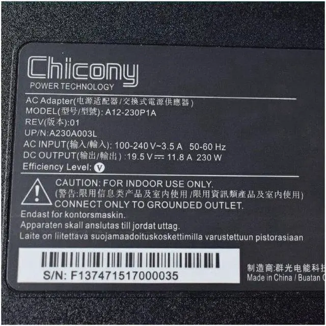 Alt view image 2 of 4 - Chicony A12-230P1A 19.5V 11.8A 230W 4Holes Delta ADP-230EB T AC Adapter For MSI GT76 GT62VR Laptop Power Supply Charger