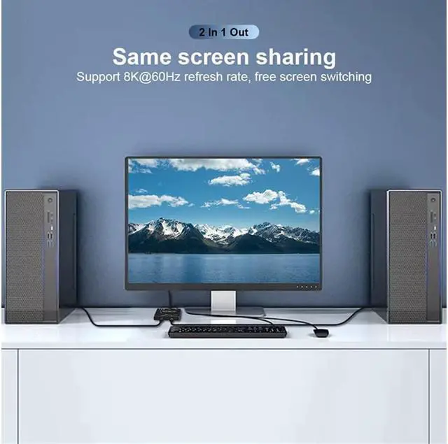 Alt view image 5 of 7 - Unknows USB C KVM Switcher Bi-Directional 8k 60hz Switcher Two-Way Data Video Switch Converter 2 in 1 Out/ 1 in 2 Out Type c switcher 2 Computers Switch Charger switcher