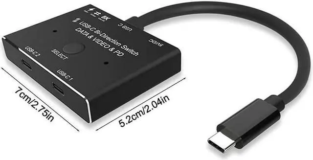Alt view image 6 of 7 - Unknows USB C KVM Switcher Bi-Directional 8k 60hz Switcher Two-Way Data Video Switch Converter 2 in 1 Out/ 1 in 2 Out Type c switcher 2 Computers Switch Charger switcher