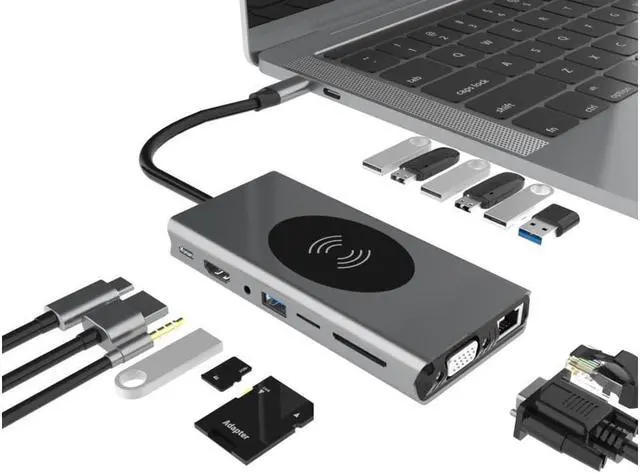 Main image of Usb c hub tipo c para multi usb 3.0 hub hdmi-compatível adaptador vga doca para macbook pro huawei companheiro 30 USB-C 3.1 divisor