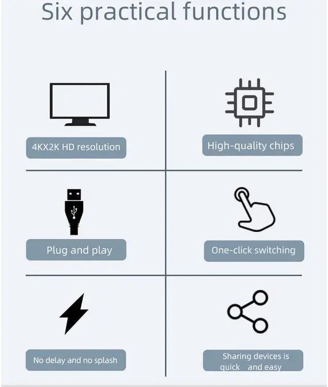 Alt view image 7 of 7 - 2 Ports Displayport KVM Switch Displayport USB Displayport KVM 144Hz DP Switcher 4KX2K/60Hz 2K/144Hz Displayport 2 in 1 out Displayport USB KVM Switcher 2 Desktop PC hosts Sharing Keyboard Mouse