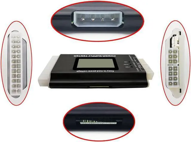 Alt view image 5 of 6 - Computer PC Power Supply Tester, ATX / ITX / IDE / HDD / SATA / BYI Connectors Power Supply Tester, 1.8'' LCD Screen (Aluminum Alloy Enclosure) PC LCD Power Supply Tester 20/24 pin 4 SATA HDD Testers