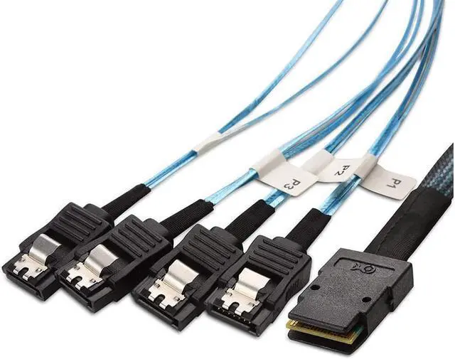 Alt view image 2 of 7 - Internal Mini SAS to SATA Cable (SFF-8087 to SATA Forward Breakout)3.3 Feet