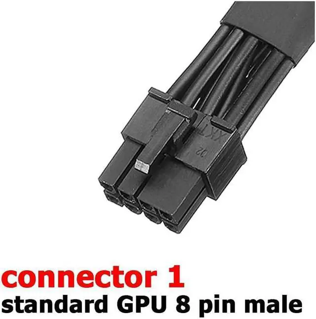 Alt view image 2 of 3 - Dual 6 Pin Female to 8 Pin Male GPU Power Adapter Cable Braided Sleeved 9 inches
