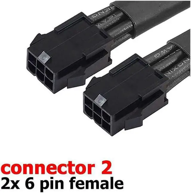 Alt view image 3 of 3 - Dual 6 Pin Female to 8 Pin Male GPU Power Adapter Cable Braided Sleeved 9 inches