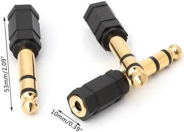Alt view image 3 of 6 - 5PCS Gold Plated 3.5mm to 6.35mm Stereo Jack Headphone Adaptor Connector