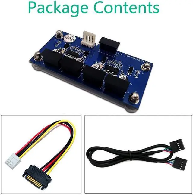 Alt view image 5 of 6 - 9pin USB Header Male 1 to 4 Male Extension Cable Card USB 2.0 HUB 9 pin Connector Adapter + SATA Power Magnetic Base for Desktop