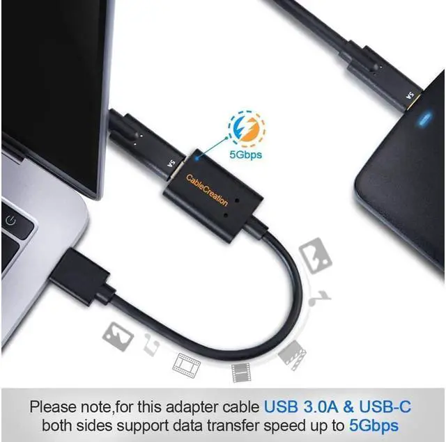 Alt view image 5 of 7 - USB3.1 USB C Female to USB Male Adapter Cable 5Gbps CableCreation USB to USB C Adapter USB C to A Adapter Female USB C Adapter for Laptops Oculus Quest Link Logitech StreamCam Other USB-A Devices