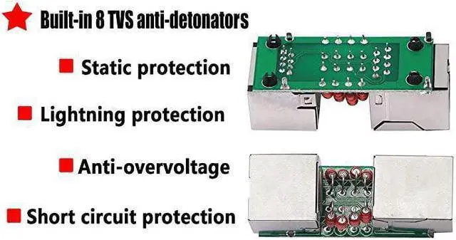 Alt view image 5 of 7 - Ethernet Surge Protector RJ45 Coupler Female to Female Network Surge Protector Outdoor Arrester Protection Device Extension Adapter2Pack