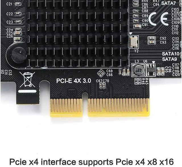 Alt view image 6 of 7 - PCIe SATA Controller Card 10 Port with 10 SATA Cables and Low Profile Bracket - 6Gbps SATA 3.0 PCIe Card,Support 10 Port SATA 3.0 Devices