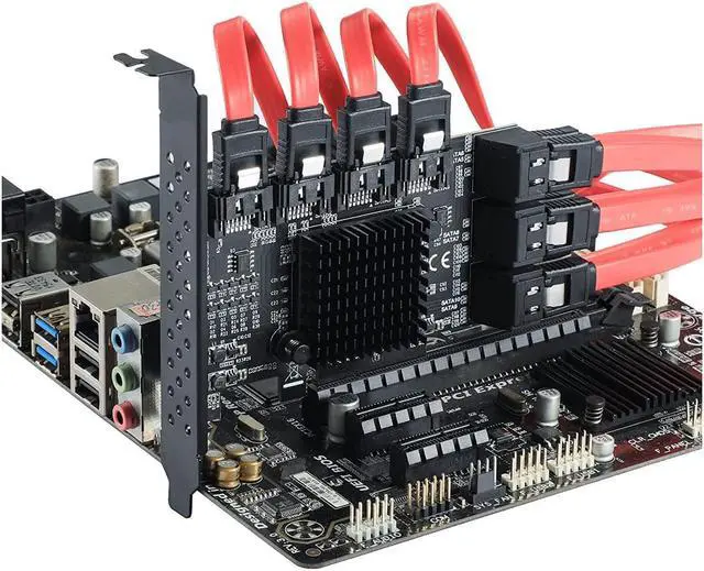 Alt view image 5 of 7 - PCIe SATA Controller Card 10 Port with 10 SATA Cables and Low Profile Bracket - 6Gbps SATA 3.0 PCIe Card,Support 10 Port SATA 3.0 Devices