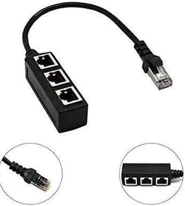 Alt view image 2 of 5 - RJ45 Ethernet Splitter Cable Minriu RJ45 Y Splitter Adapter 1 to 3 Port Ethernet Switch Adapter Cable for CAT 5/CAT 6/CAT 7
