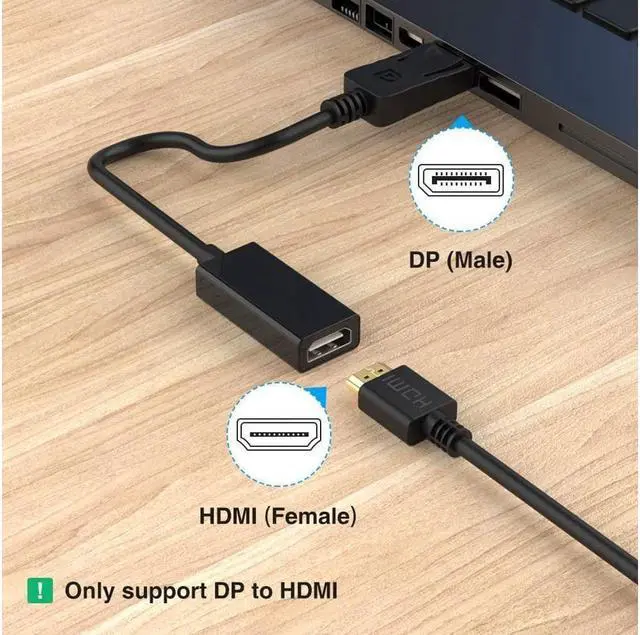 Alt view image 2 of 7 - DisplayPort to HDMI Adapter DP to HDMI Adapter Cable Male to Female Support 1080P 3D for Display Port Enabled Desktops and Laptops to Connect to HDMI Displays Adapter
