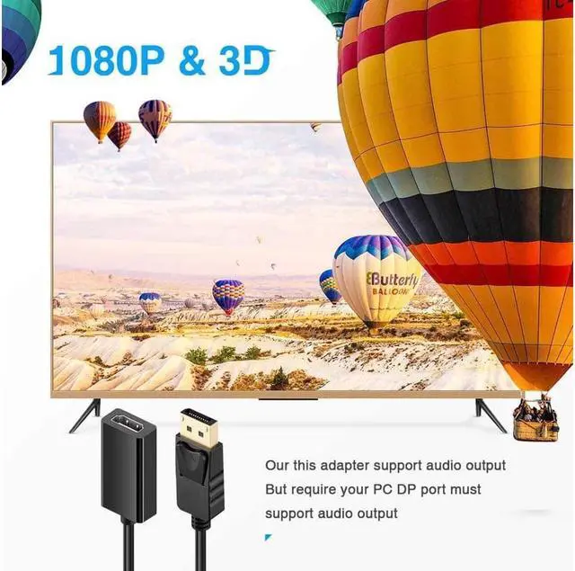 Alt view image 3 of 7 - DisplayPort to HDMI Adapter DP to HDMI Adapter Cable Male to Female Support 1080P 3D for Display Port Enabled Desktops and Laptops to Connect to HDMI Displays Adapter