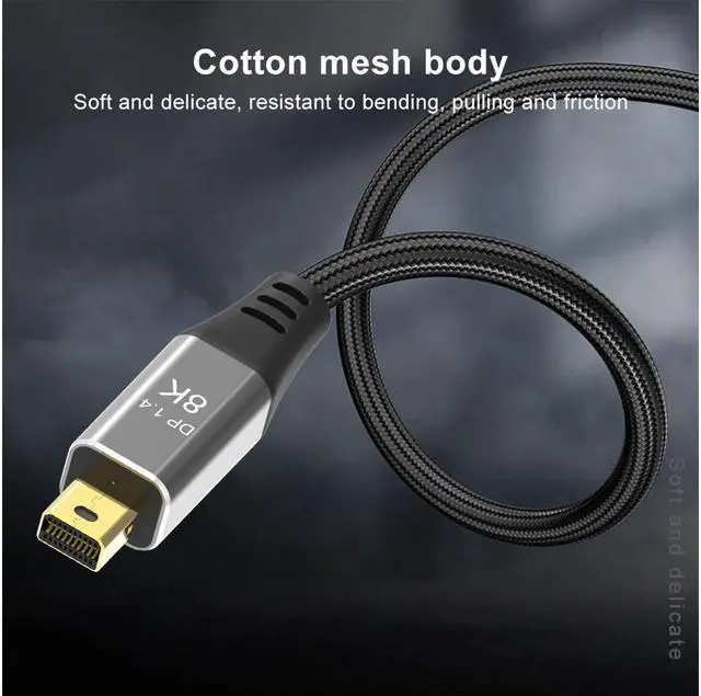 Alt view image 5 of 7 - Mini DisplayPort to Mini DisplayPort 1.4 8K(7680X4320)@60Hz 4K@144Hz Ultra HD Cable Converter Compatible with Thunderbolt MacBook Pro MacBook Air 2M