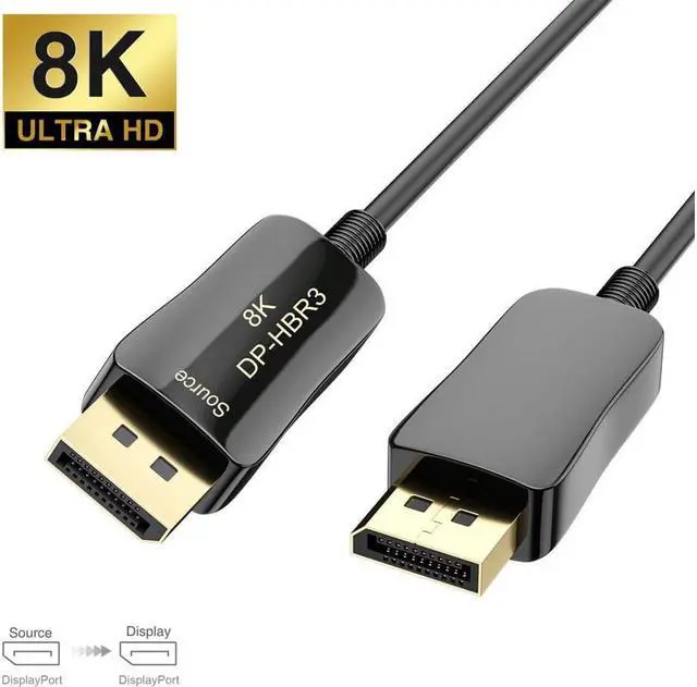 Main image of 8K 4K DisplayPort Cable DP 1.4 8K@60Hz 4K@144Hz High Speed 32.4Gbps Optical Fiber Slim and Flexible DP to DP Cable 10M 33ft