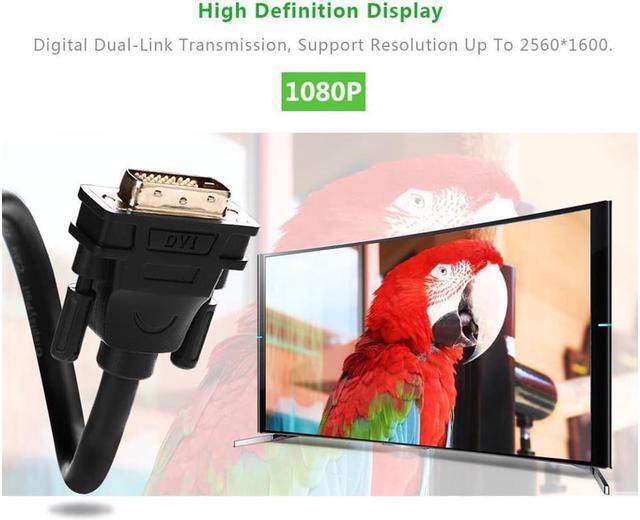 Alt view image 7 of 7 - (16.4ft/5m) DVI Extension cable,DVI-D 24+1 Dual Link Male to Male Digital Video Cable Gold Plated with Ferrite Core Support 2560x1600 and 3D for Gaming, DVD, Laptop, HDTV and Projector, 16.4 ft
