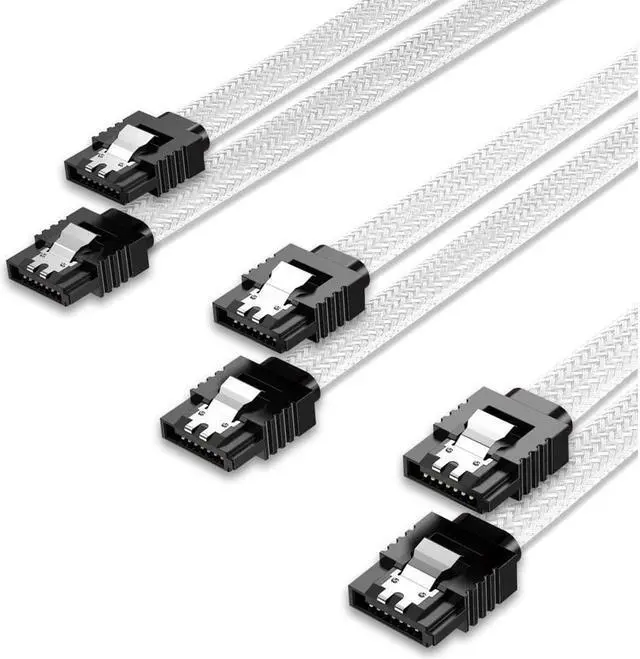 Main image of 3PACK SATA Cable III 3 Pack 6Gbps Straight HDD SDD Data Cable with Locking Latch 18 Inch for SATA HDD, SSD, CD Driver, CD Writer,  White