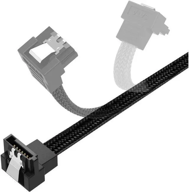 Alt view image 5 of 7 - 3PACK SATA Cable III 3 Pack 90 Degree Straight to Right Angle 6Gbps HDD SDD SATA Data Cable with Locking Latch 50cm 18 Inch for SATA HDD, SSD, CD Driver, CD Writer, Black