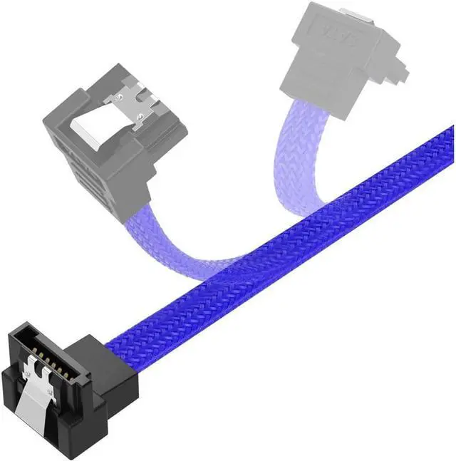 Alt view image 4 of 7 - 3PACK SATA Cable III 3 Pack 90 Degree Straight to Right Angle 6Gbps HDD SDD SATA Data Cable with Locking Latch 50cm 18 Inch for SATA HDD, SSD, CD Driver, CD Writer,  Blue