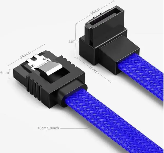 Alt view image 6 of 7 - 3PACK SATA Cable III 3 Pack 90 Degree Straight to Right Angle 6Gbps HDD SDD SATA Data Cable with Locking Latch 50cm 18 Inch for SATA HDD, SSD, CD Driver, CD Writer,  Blue