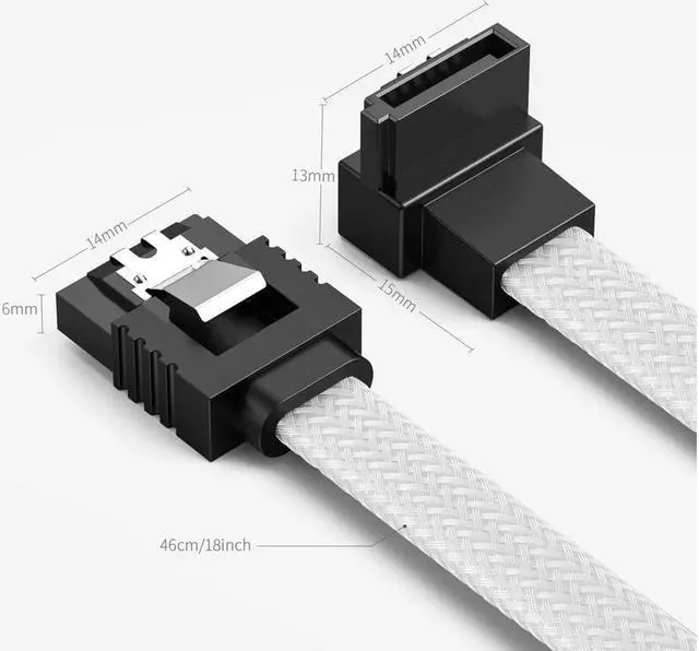 Alt view image 4 of 7 - 3PACK SATA Cable III 3 Pack 90 Degree Straight to Right Angle 6Gbps HDD SDD SATA Data Cable with Locking Latch 50cm 18 Inch for SATA HDD, SSD, CD Driver, CD Writer,  White