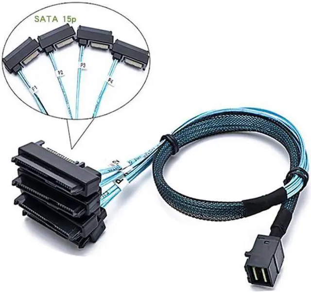Alt view image 2 of 5 - SFF-8643 to 4 sas 29+15P Sata cable Hard disk server data transmission cable 1m length