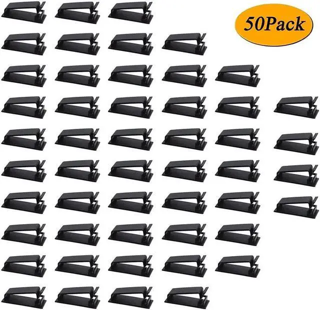 Alt view image 2 of 7 - 50-Pcs Self Adhesive Cable Management Clips, Cable Organizers Wire Clips Cord Holder for TV PC Laptop Ethernet Cable Desktop Home Office