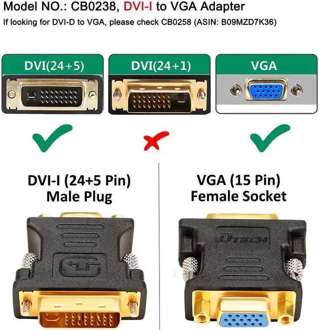 Alt view image 6 of 7 - DVI Male to VGA Female Adapter DVI-I 24+5 Port Converter