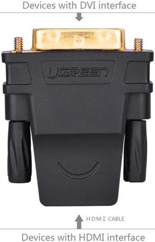 Alt view image 4 of 5 - UGREEN HDMI to DVI Converter adapter, High Speed HDMI Female to DVI 24+1 DVI-D Male Adapter Gold Plated Support 1080P for HDTV, Plasma, DVD and Projector ,Fully compatible with all HDTV formats.