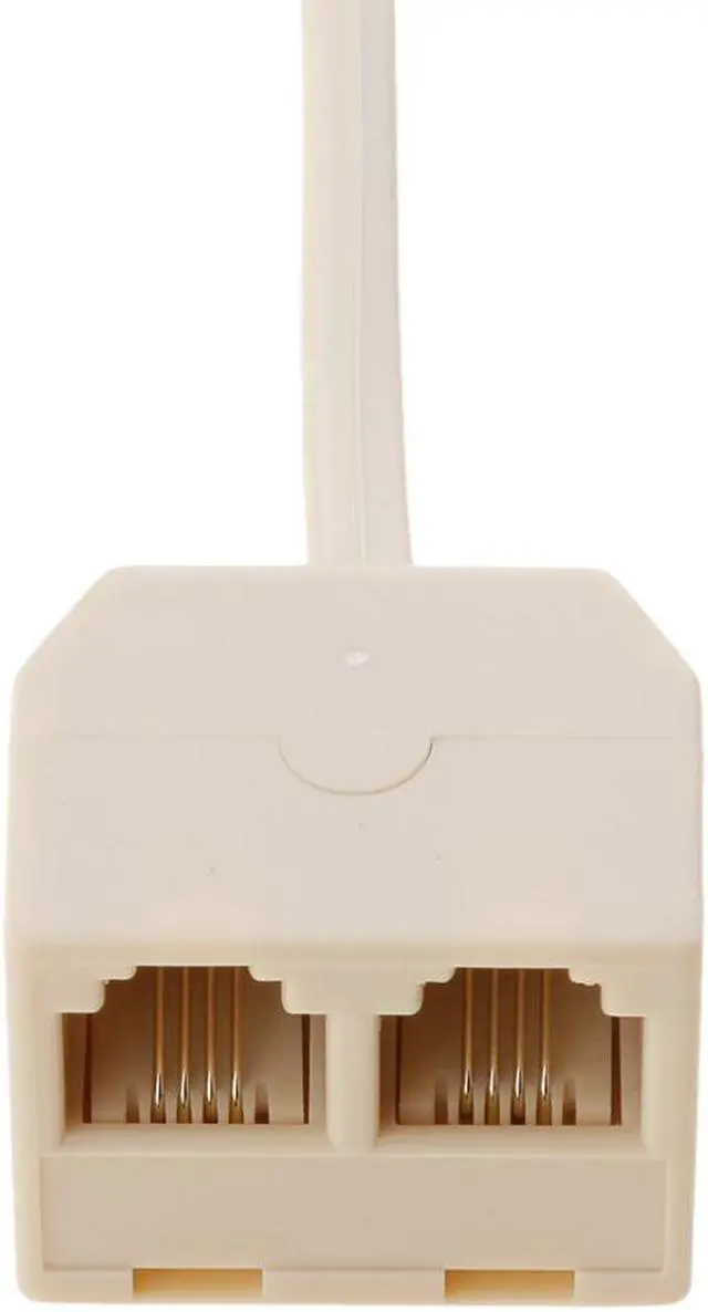 Alt view image 4 of 6 - (2 Pack)  Two Way Telephone Splitter,1 Male to 2 Female Converter Cable RJ11 6P4C Telephone Wall Adaptor and Separator,RJ11 6P4C 2 Way Outlet Telephone Jack Line Splitter Adapter Beige