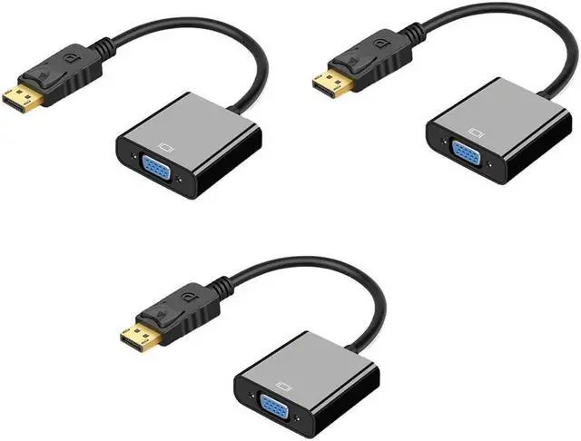 Main image of 3 PCS Display Port to VGA Adapter 1080P Converter, DisplayPort DP to VGA Adapter Male to Female Adapter up to 1080p @ 60Hz and PC graphics resolutions up to 2048 x 1152 @ 60Hz