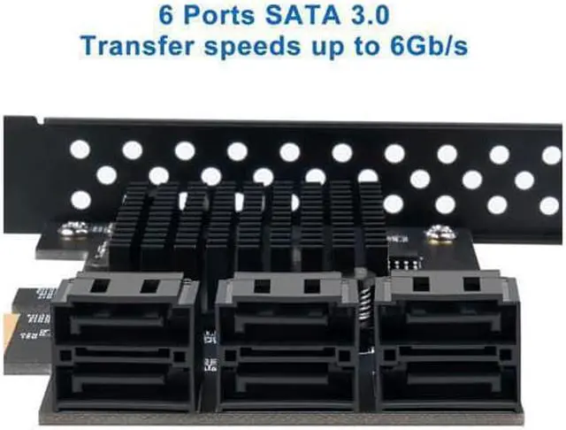 Alt view image 2 of 7 - PCIe SATA Card 6 Port with 6 SATA Cables and a SATA Power Splitter Cable, 6 Gb/s PCIe SATA Controller Expression Card with Low Profile Bracket, Boot as System Disk Support 6 SATA 3.0 Devices