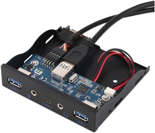 Main image of 3.5" Front Panel Floppy Bay 2 Ports USB 3.0 Hub With 1x HD Audio Output 1x Microphone Input 1x USB 3.1 Type C For Desktop PC