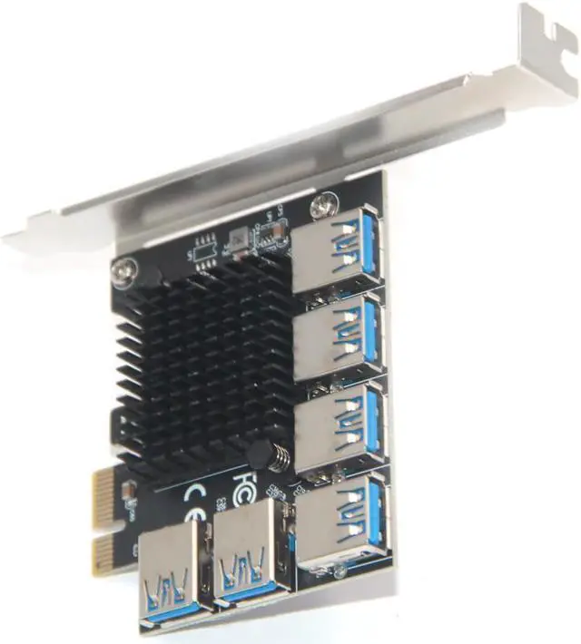 Main image of PCIe 1 to 6 Riser Card, Pcie Splitter 1 to 6 PCI Riser Card, 6 Risers into 1 PCI Card, PCIe Multiplier Risers 1X to External 6 PCI-e USB3.0 Adapter for ETH Miner GPU Crypto Bitcoin