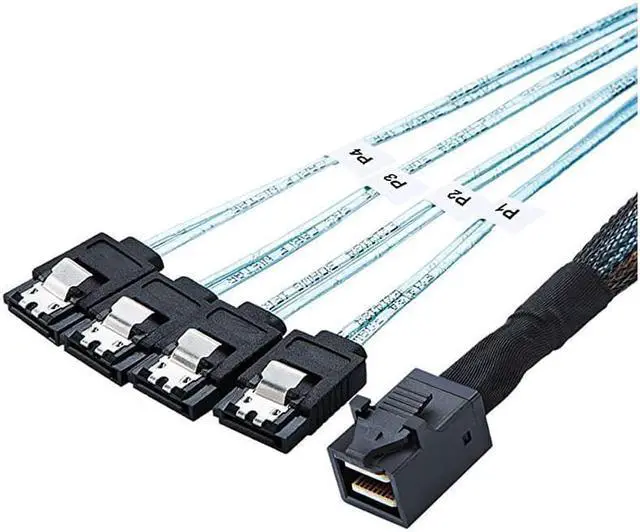 Main image of Internal HD Mini SAS (SFF-8643 Host) - 4X SATA (Target) Cable,SFF-8643 to 4X SATA Cable, SFF-8643 for Controller, 4 Sata Connect to Hard Drive, 1M / 3.3FT