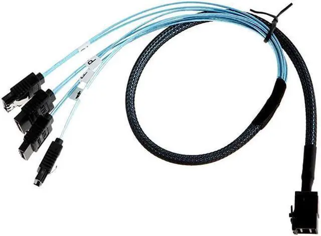 Alt view image 3 of 6 - Internal HD Mini SAS (SFF-8643 Host) - 4X SATA (Target) Cable,SFF-8643 to 4X SATA Cable, SFF-8643 for Controller, 4 Sata Connect to Hard Drive, 1M / 3.3FT