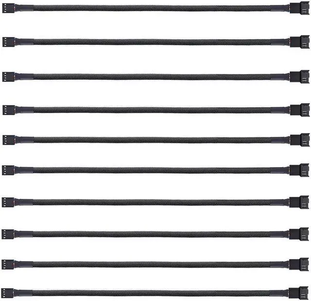 Main image of (10 Pack) 4-Pin PWM Fan Splitter Cable, 10.5"Sleeved Braided Adapter Computer PC Fan Power Extension Cable Converterfor Computer ATX Case 4 Pin 3 Pin Cooling Fan Cable