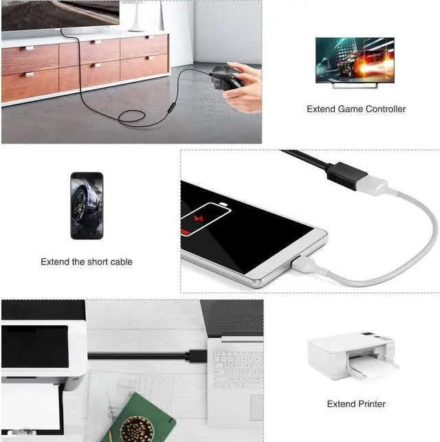 Alt view image 5 of 7 - 3.3ft USB 3.0 Extension Cable , USB 3.0 Extension Cable - A-Male to A-Female for USB Flash Drive, Card Reader, Hard Drive, Keyboard,Mouse,Playstation, Xbox, Printer, Camera