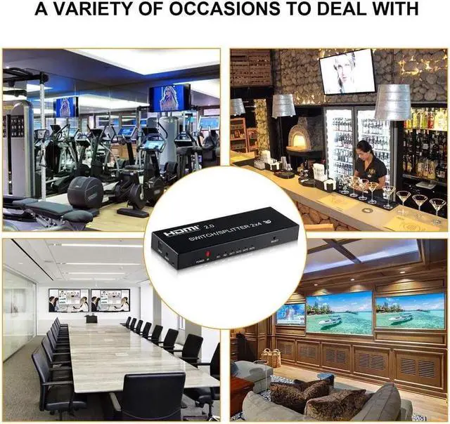 Alt view image 7 of 7 - 4K@60Hz HDMI Audio Extractor Splitter Switcher 2 in 4 Out with Remote, MOYOON 2-Port HDMI Switch with SPDIF Audio 3.5mm, Support 4K, 3D, HDMI2.0, HDCP2.2 for HDTV Blu-Ray, Fire Stick, Xbox, PS5