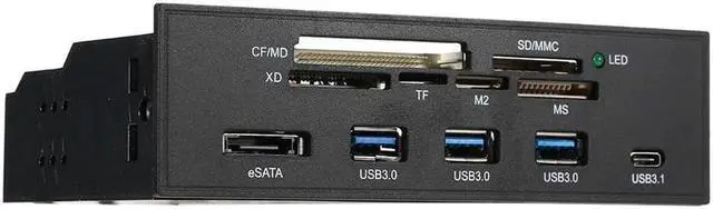 Alt view image 2 of 5 - 5.25" Internal Card Reader Media Multi-Function Dashboard PC Front Panel Type-C USB 3.1 USB 3.0 Support CF