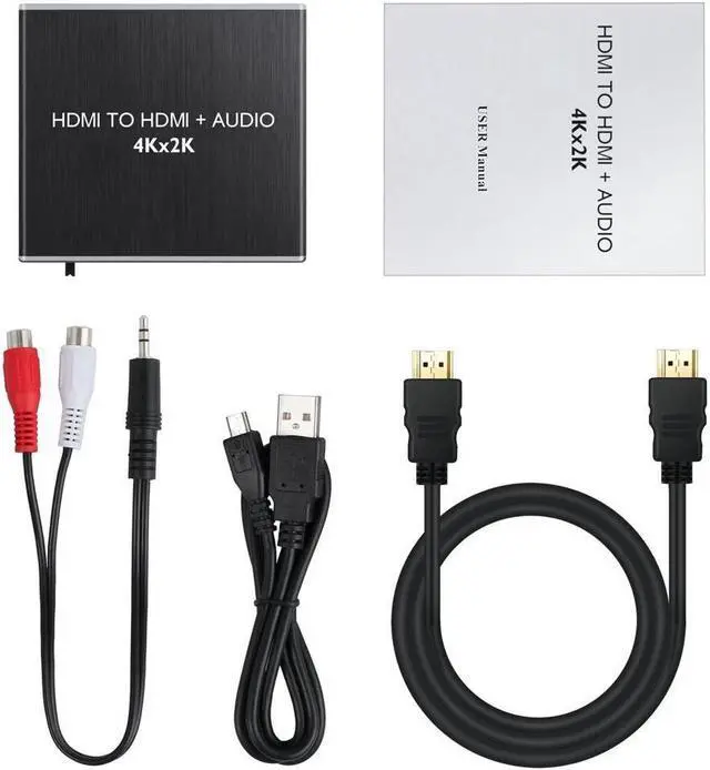 Alt view image 7 of 7 - HDMI Audio Extractor Converter HDMI to Optical Toslink SPDIF with 1M HDMI 1.4 Cable and 3.5mm Stereo Audio Splitter Adapter Support 4K x 2K 3D