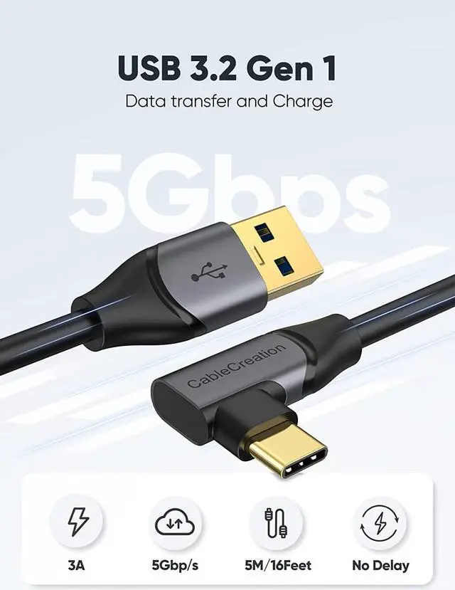 Alt view image 3 of 7 - CableCreation 16FT Link Cable Compatible with Meta Quest Pro/Quest2/Pico4, USB to USB C 3.1 Cable 5Gbps High Speed VR Headsets Accessories Gaming PC Link Cable 5 Meters