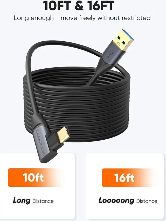 Alt view image 4 of 7 - CableCreation 16FT Link Cable Compatible with Meta Quest Pro/Quest2/Pico4, USB to USB C 3.1 Cable 5Gbps High Speed VR Headsets Accessories Gaming PC Link Cable 5 Meters
